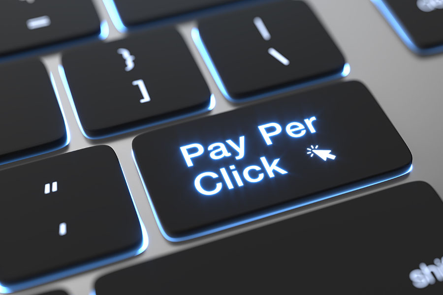 Pay Per Click text on keyboard button.