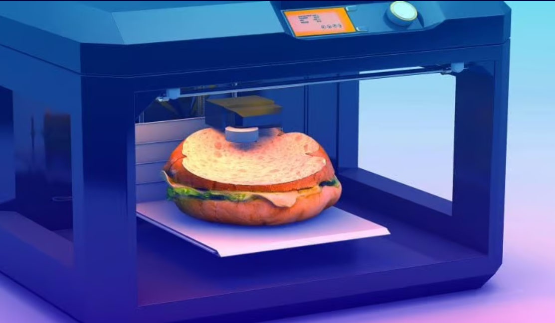 3D printer creating a sandwich.