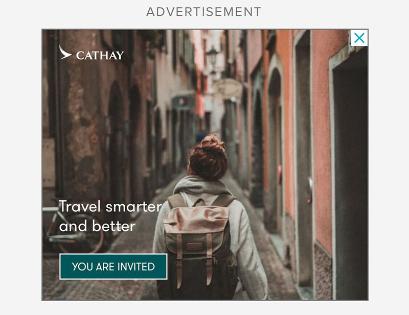 Sample of a Google Display Ad from Cathay Pacific.