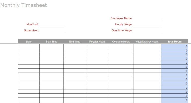 Free Downloadable Time Sheet Templates for Your Business