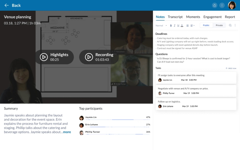 RingCentral recording and meeting summary