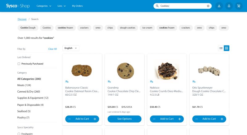 photo of website showing different cookie options to buy.