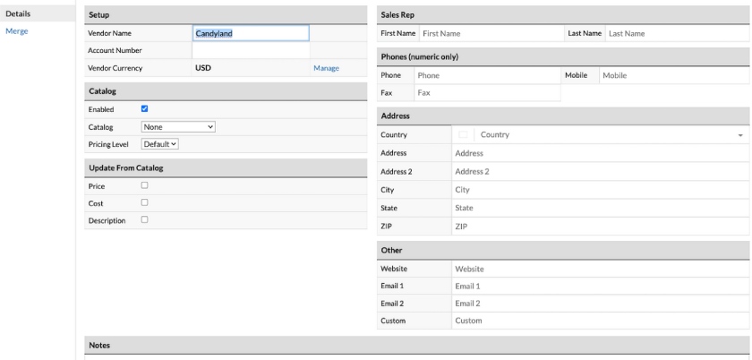 Lightspeed purchase order page.