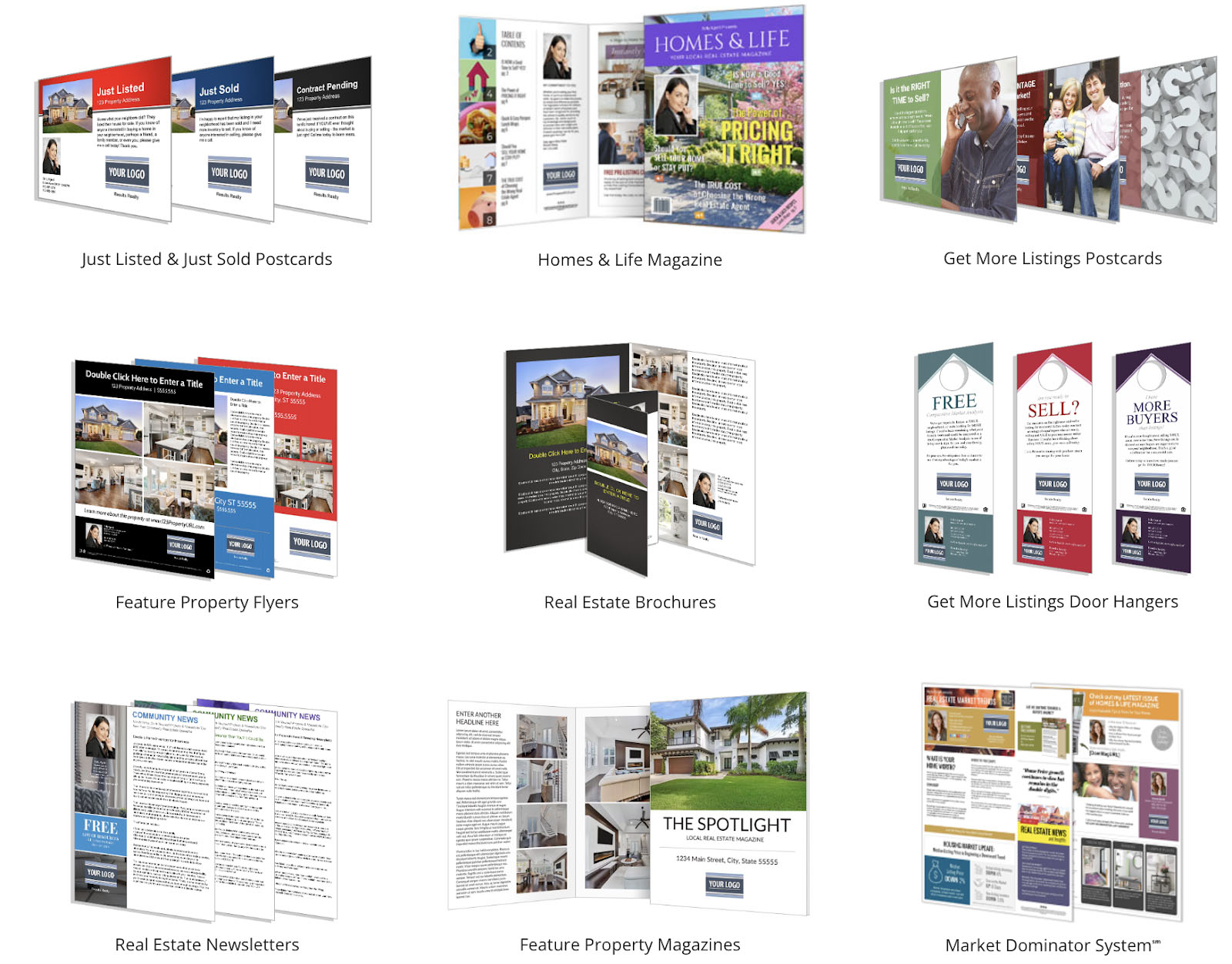 Screenshot of ProspectsPLUS! real estate marketing materials and campaigns.