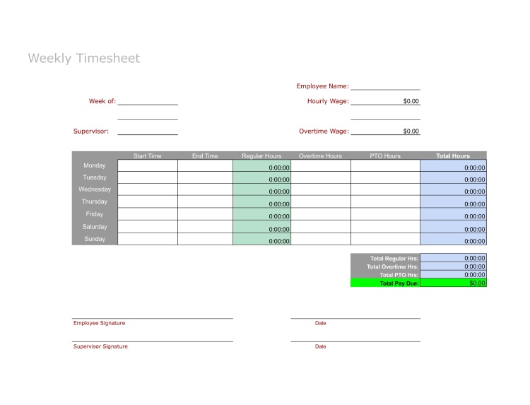 Weekly Timesheet Template.