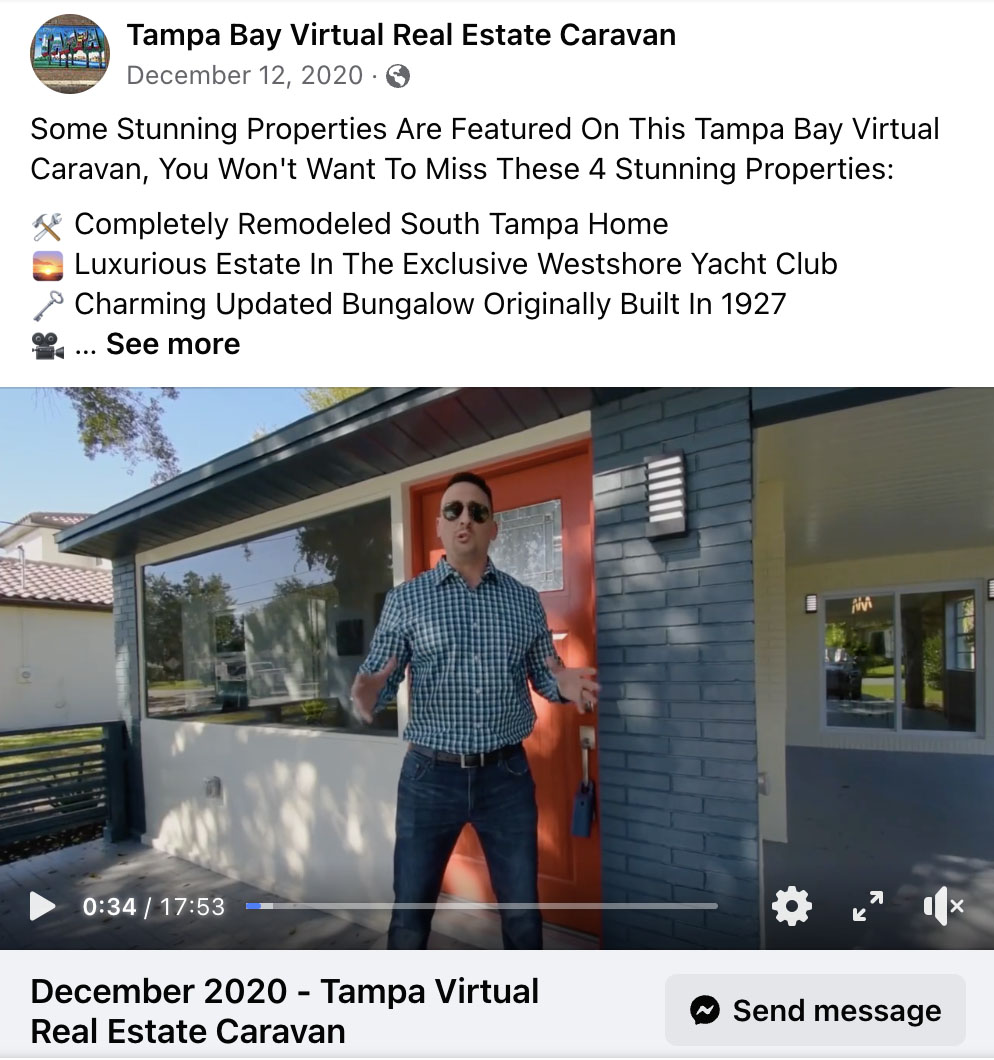 Screenshot of a virtual real estate caravan posted on Facebook.