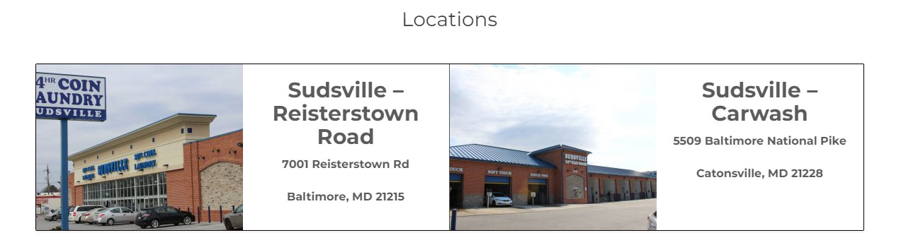 Photos of two of sudville laundromat locations.