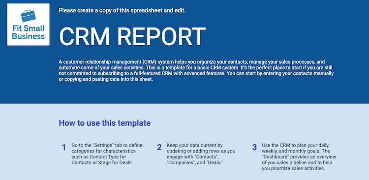 CRM report template.