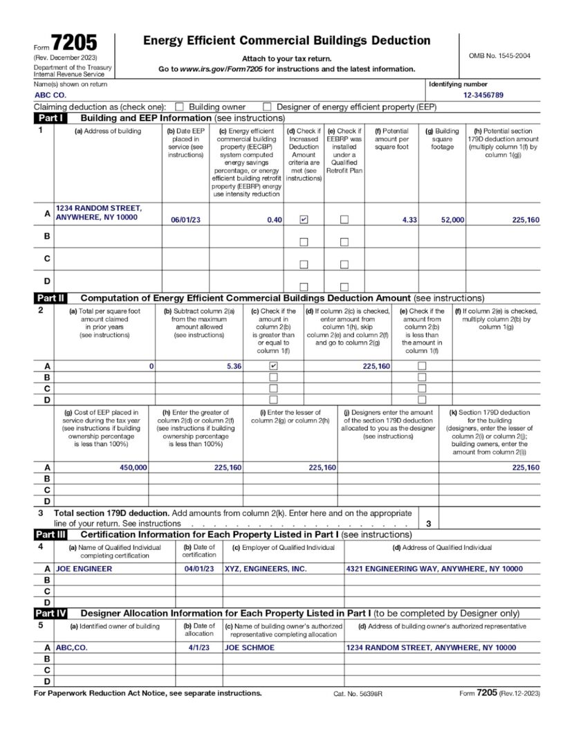 What Is Form 7205 (+ Example)