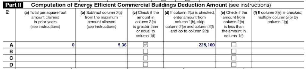 Form 7205, Part III with Sample Data