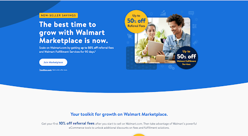Walmart.com join the marketplace page