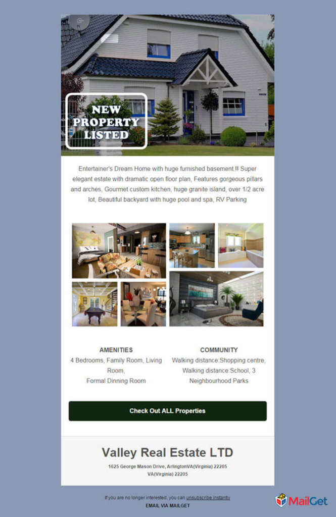 Example of a targeted real estate email marketing campaign