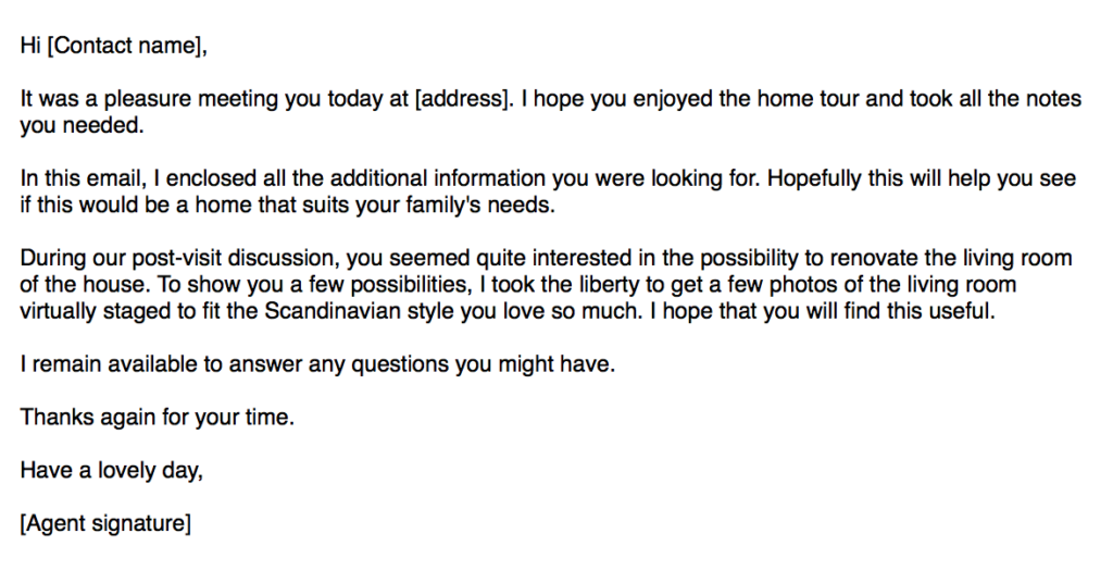 Example of a real estate follow-up email campaign
