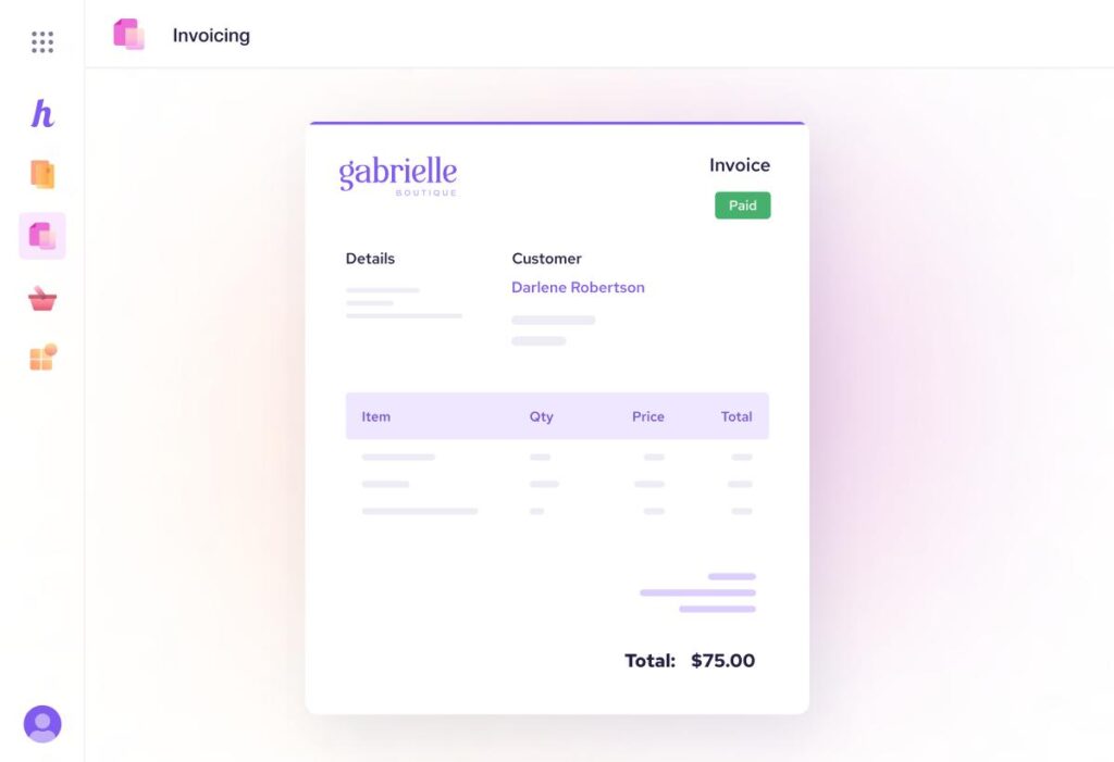 A sample of Helcim Online invoicing.