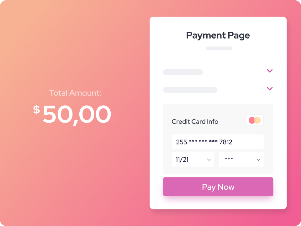 Helcim payment page wizard and custom data fields.