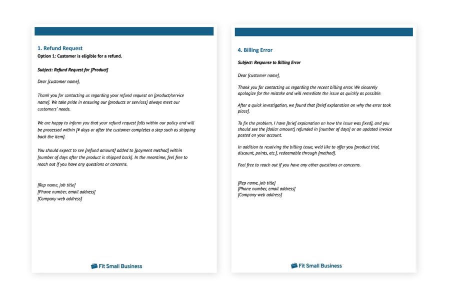 Free Customer Service Email Templates Screenshot.