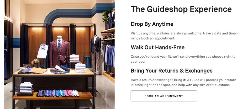 Bonobos Guideshop Experience detailed on its website