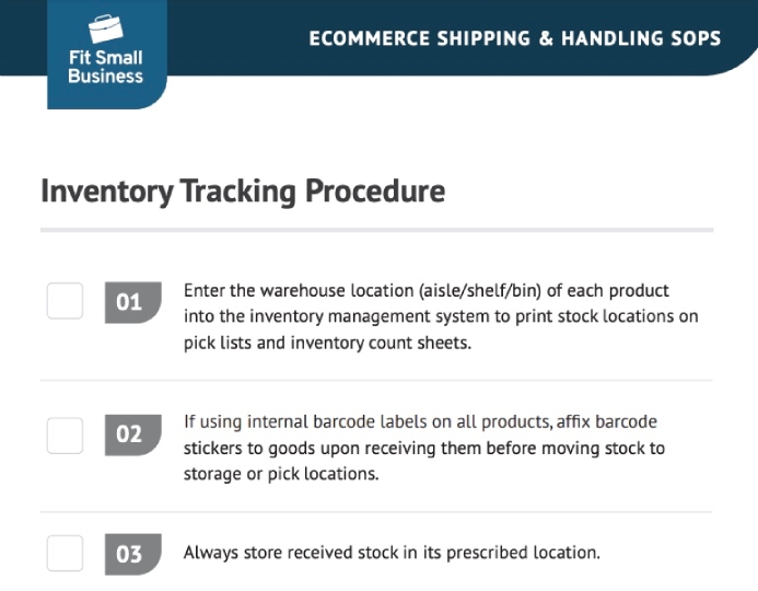Screenshot of Ecommerce Shipping and Handling SOPs