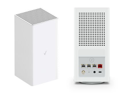 A Verizon router for Fios in white.