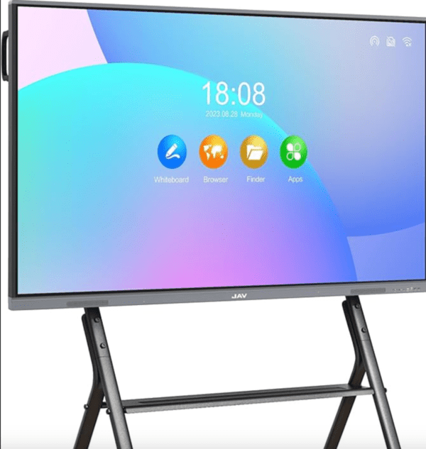 A 55-inch interactive whiteboard with stand.