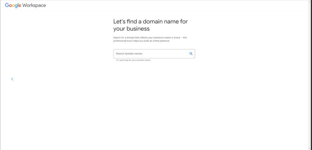 Searching for a new email domain name on Google Workspace