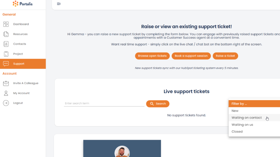 An example of a self-service portal in HubSpot.