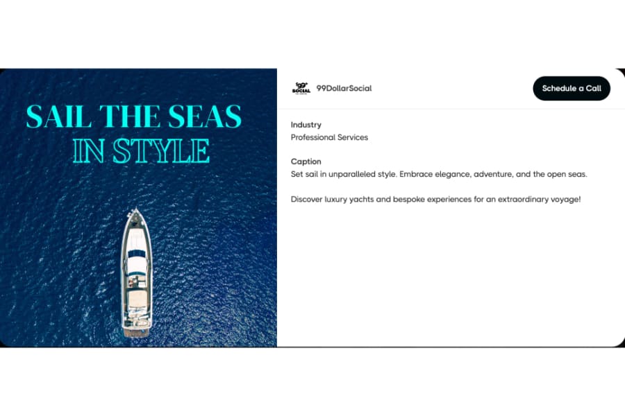 A social media image designed by $99 Social for a cruise business.