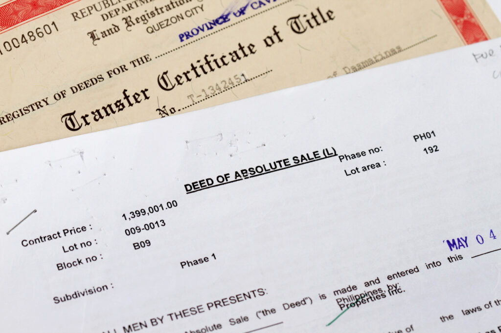Example of deed of sale and title