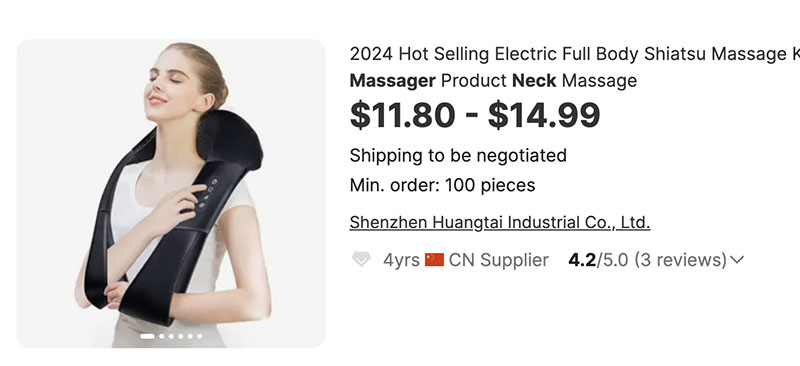 Neck shoulder massager wholesale Alibaba pricing.