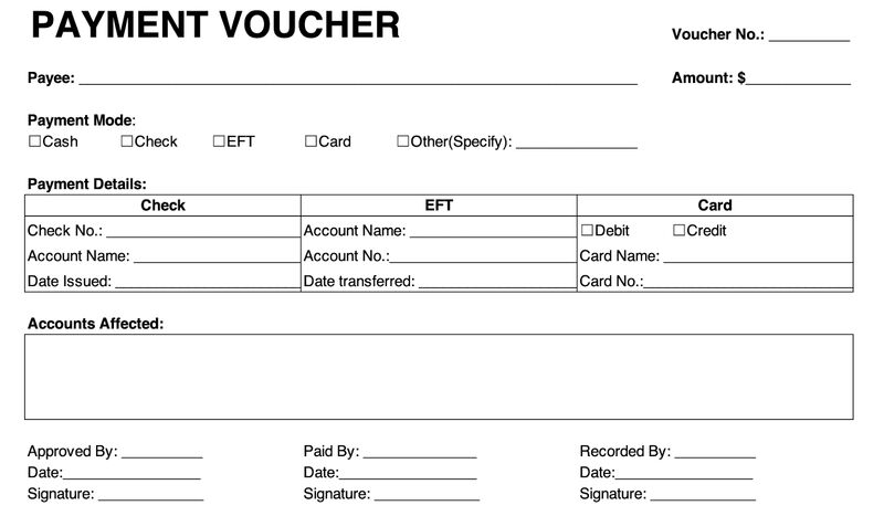 Image showing a sample payment voucher template.
