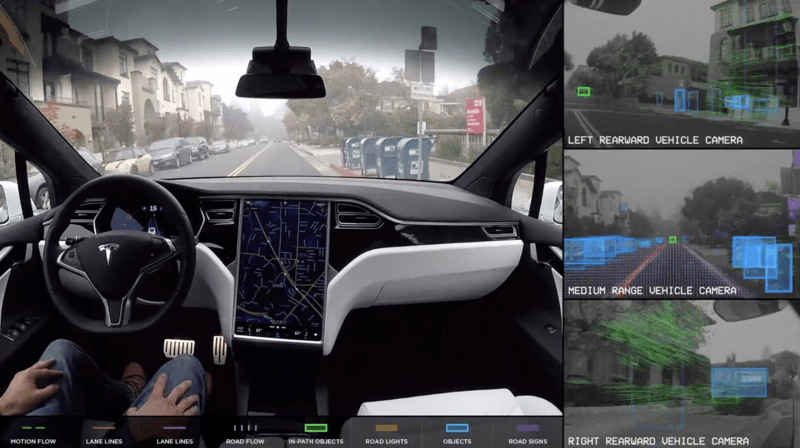 Tesla’s self-driving car has a built-in neural network for autonomous driving.