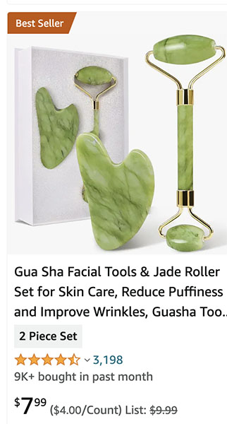 Guasha and jade roller set retail Amazon pricing.
