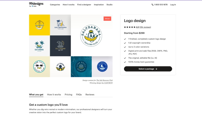 99Design's logo design contest option.