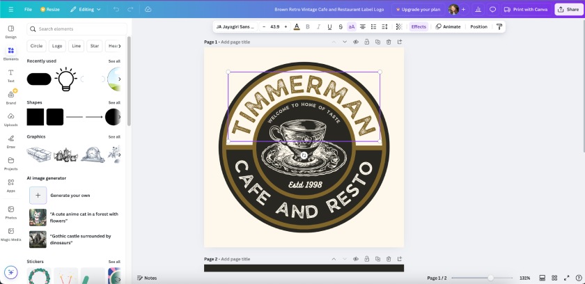 Canva's drag-and-drop editor with various design elements.