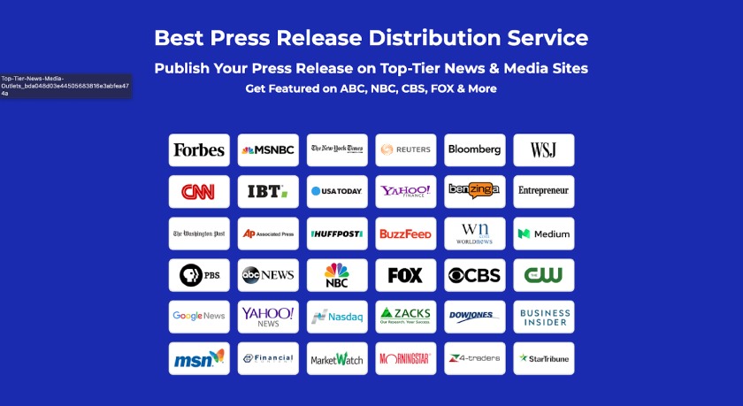 The various media outlets Linking News sends press releases to, including Forbes, Bloomberg, CNN, and more.