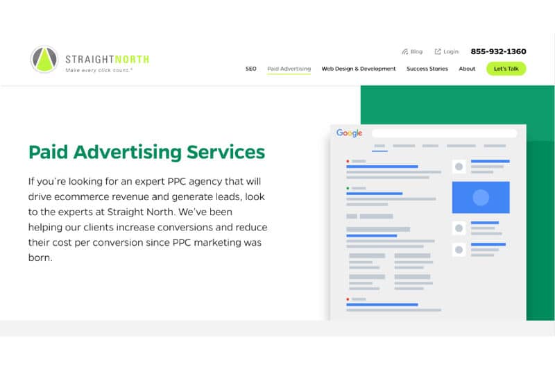 The Straight North website's page for paid advertising services.