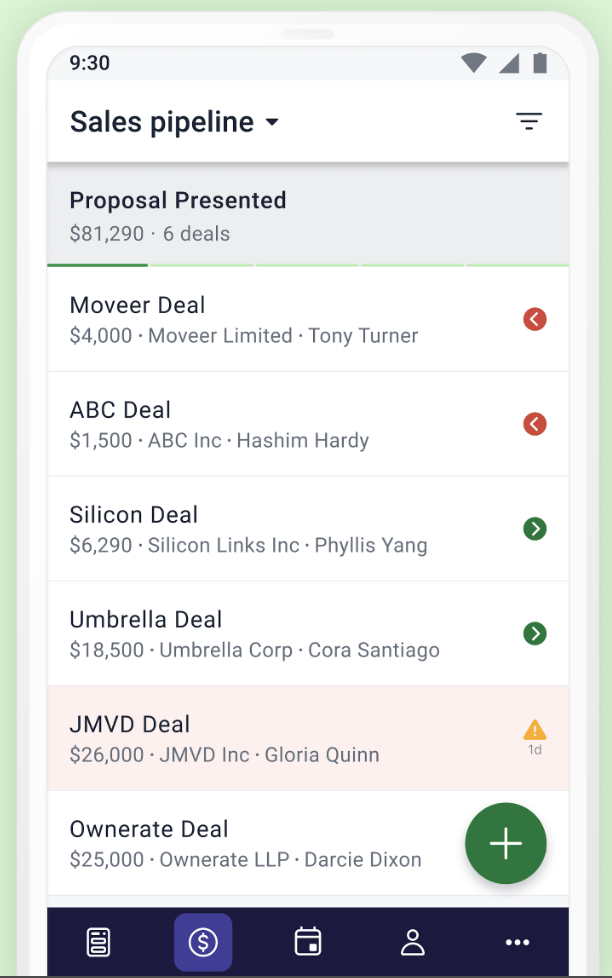 Pipedrive’s mobile app lets you check a sales pipeline’s progress.