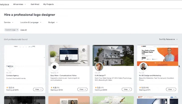 view of Designer Marketplace on Wix