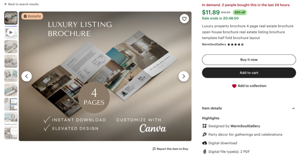 Etsy Brochure for sale