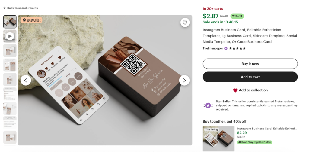Etsy business card
