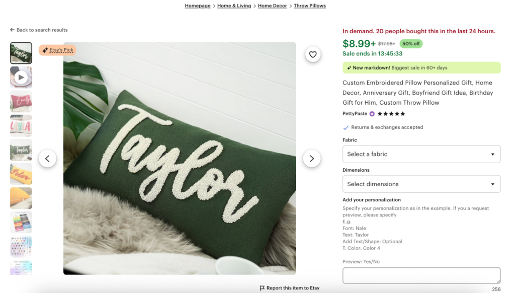 Etsy personalized custom embroidered pillow personalized gift home decor