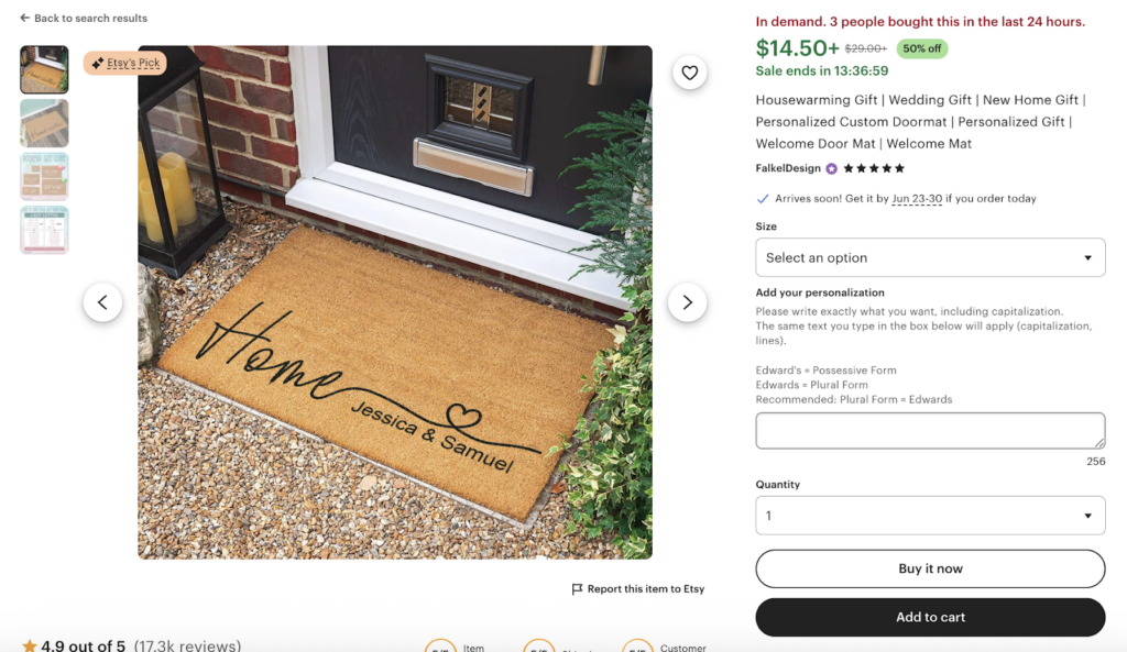 personalized door mat Etsy product listing