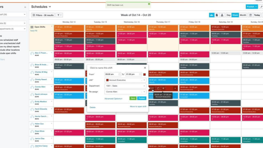 color-coded scheduling calendar by day, week and month