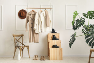 Creative interior of modern wardrobe. Fashion Concept.