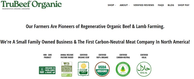 TruBeef Organic certifications.