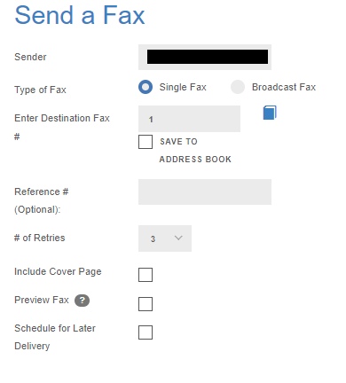 Setting for sending a fax in SRFax.