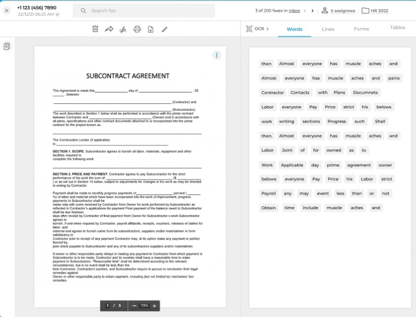 iFax allows you to edit the text on a scanned file.
