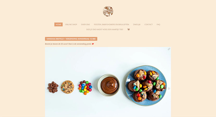 A website for a dessert brand made with Webador.