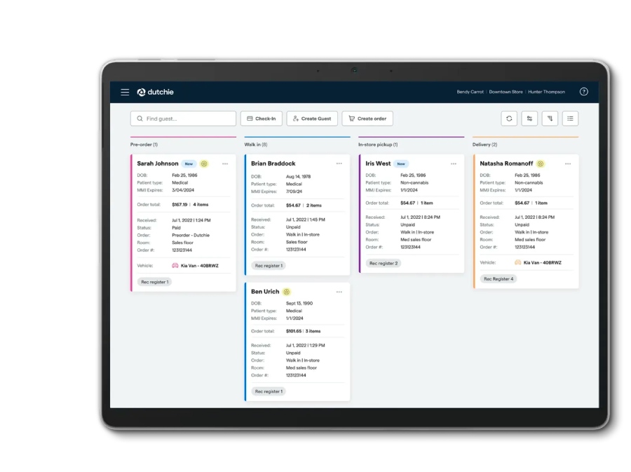 Dutchie pos software with integrated mobile sales app.