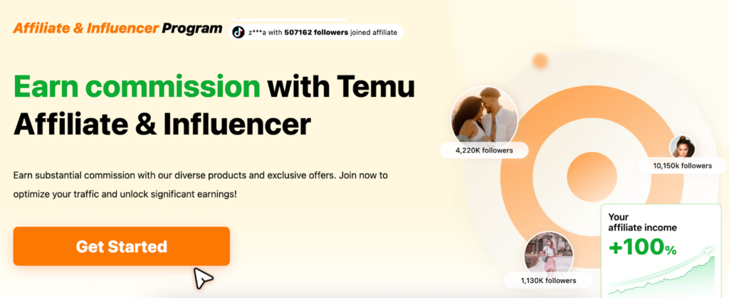 Temu affiliate landing page